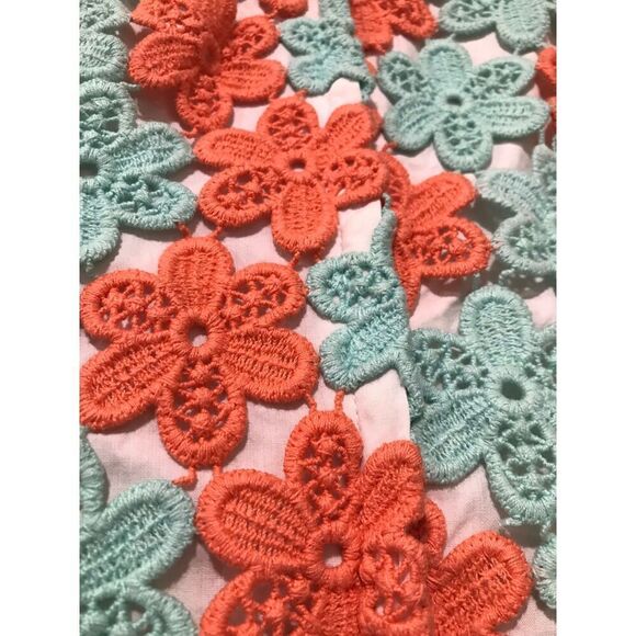 Lilly Pulitzer Orange Teal Crochet Feminine Spring Time Floral Dress Size 2 Barb - Picture 10 of 13